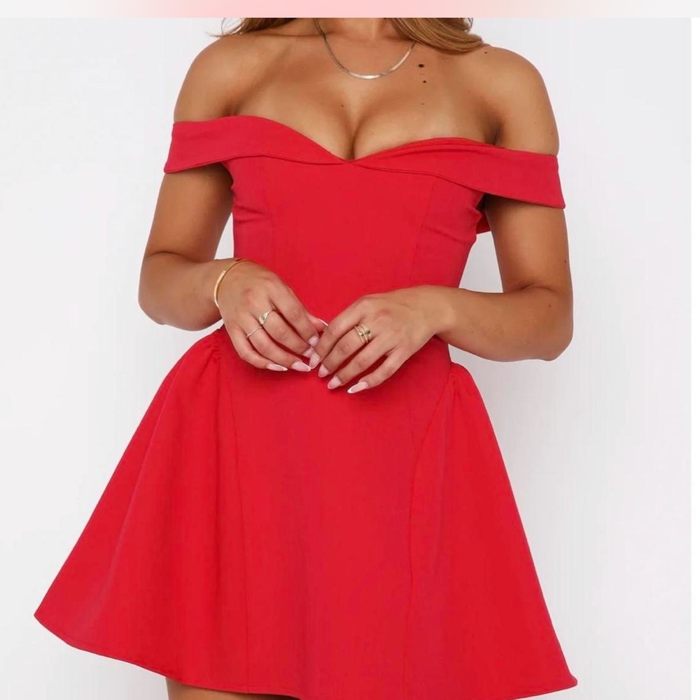 Whitefox boutique Red Off-Shoulder Dress